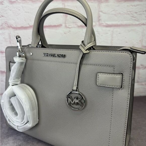 Michael Kors NWT Gray Medium East West Rayne Leather Handbag - Picture 2 of 11